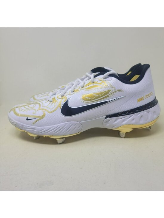 Nike Alpha Huarache Elite 3 Premium Low Men\'s Size 11.5 White Metallic Gold main image 4